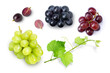 collection of grapes on white background.