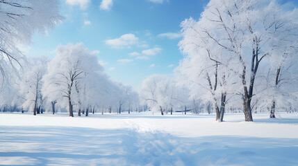 Wall Mural - Winter Wonderland, Snowy Landscapes. Generative Ai