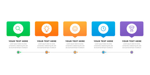 Aufkleber - Colourful infographic steps with text boxes. Business concept with 5 steps.