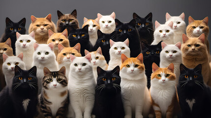 Wall Mural - studio image of large group of cats