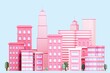 3D rendering of cute city buildings