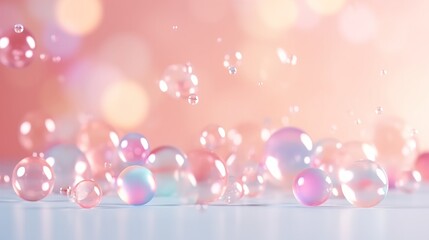 Wall Mural - pink background with bubbles. abstract of bokeh light background with bubbles and dust. luxury design background.