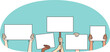Hand of people with mockup banners
