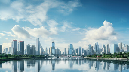 Wall Mural - City Skylines, Majestic Urban Landscapes. Generative Ai