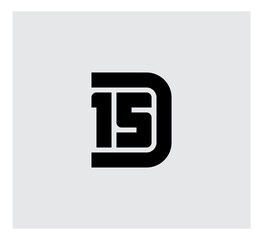 Poster - D15 or 15D - Elegant universal vector sign. Graphic symbol for corporate business identity. Number 15 and letter D Logo design.