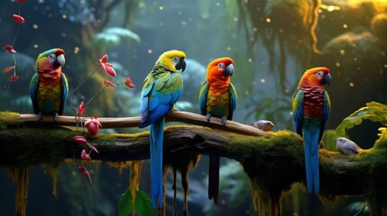 rainforest, Colorful birds - Generative AI