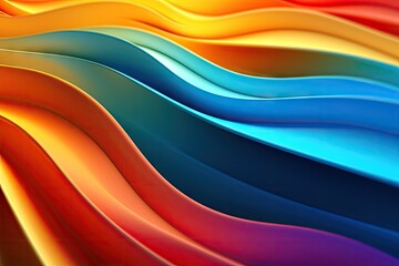 Poster - Vibrant and abstract multicolored background with flowing wavy lines, created with Generative Ai Technology