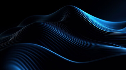 Wall Mural - Blue abstract line and wave background.  Generative Ai