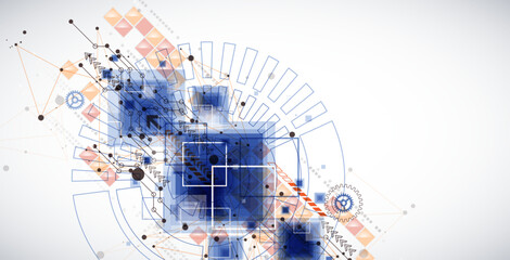 Template for science and technology presentation. Plexus style background.