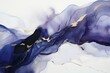 Abstract watercolor background in blue and purple colors. Alcohol ink texture with golden streaks.