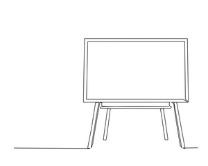 Wall Mural - Continuous one line drawing of standing chaclkboard. Whiteboard line art vector illustration, education concept.  Editable stroke.