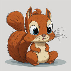 Poster - cartoon cute baby squirrel sitting