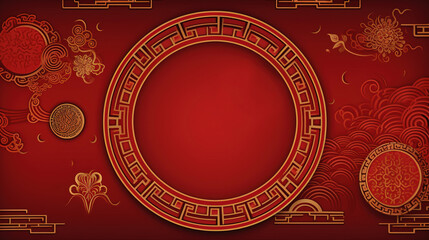 Background template with chinese pattern in red