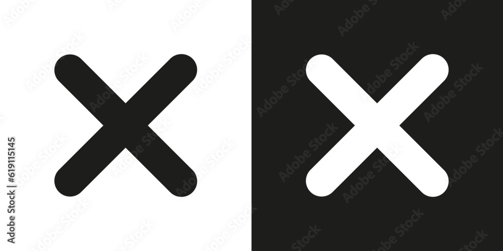 Black cross vector illustration. Negative sign. Checklist mark icon ...