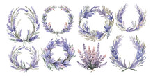 Watercolor Lavender Wreath Clipart For Graphic Resources