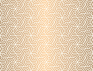 seamless hexagon pattern with gold striped lines. luxury repeat background vector for print artwork.