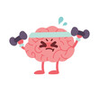 Brain exercising with dumbbells, brain anthropomorphic concept character illustration.