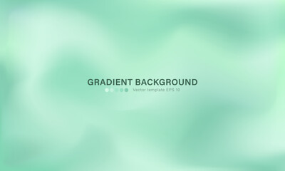 Wall Mural - Design of soft green wavy wallpaper for landing pages. Horizontal silky pastel mint background with gradient defocused soft pattern. Layout of widescreen empty banner with copy space