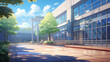 © rrice - 学校・公共施設の外観アニメ背景