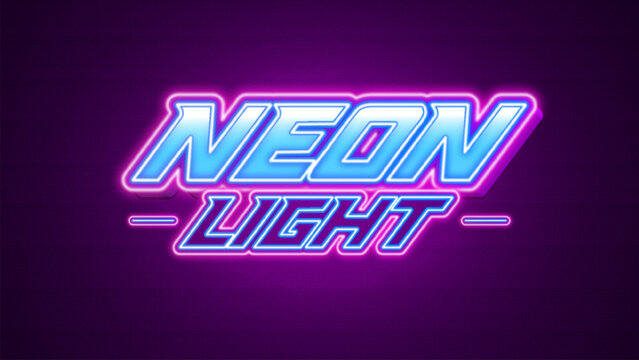 Neon Light Text Effect, Editable Glowing Text Style