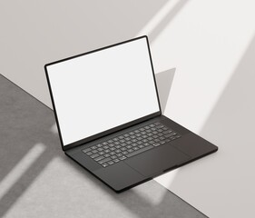 Close up Laptop Mockup with blank white screen, Responsive Web Design and website Mockup, advertisement and Branding. 3d Rendering
