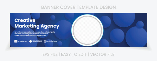 blue banner abstract background linkedin cover social media template vector design