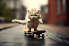 Cat On A Skateboard.Generative Ai.