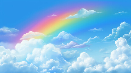 Wall Mural - Beautiful rainbow with cloud.Generative Ai.