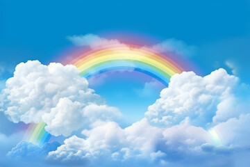 Wall Mural - Beautiful rainbow with cloud.Generative Ai.