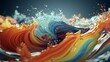 orange and blue water splash wave