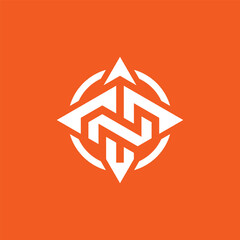 Fototapete - modern bold letter T and N compass logo