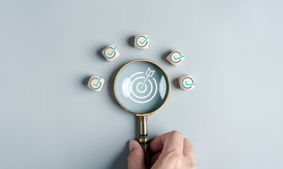 Aufkleber - Checklist Quality management with Quality Control goal target objective and improvement. Standardization, certification. Compliance to regulations service and standards.