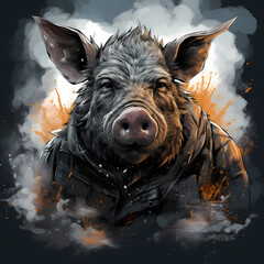 Wall Mural - Strong Pig Illustration