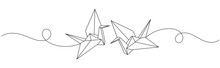 Crane Origami Line Art Vector Illustration