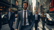 © Keitma - Suited guy in the busy city street with moody color grading