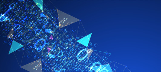 Technology background. Big data concept. Binary computer code.  Vector illustration.