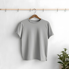 Wall Mural - tshirt mockup on clothes hanger bella canvas mock up in minimal style