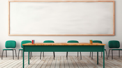 Empty classroom with green class board