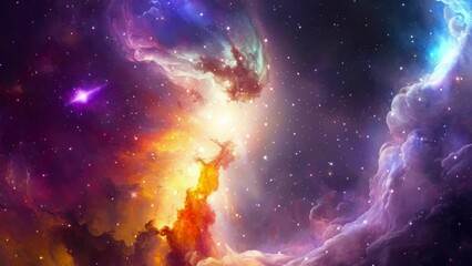 Wall Mural - Galaxy and Nebula. Abstract space background. Endless universe with stars and galaxies in outer space. Cosmos art. Motion design.