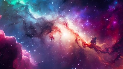 Wall Mural - Galaxy and Nebula. Abstract space background. Endless universe with stars and galaxies in outer space. Cosmos art. Motion design.
