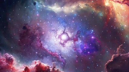 Wall Mural - Galaxy and Nebula. Abstract space background. Endless universe with stars and galaxies in outer space. Cosmos art. Motion design.