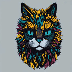 Poster - colorful cute cat face vector