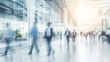 © Pravit - motion blur image of business people crowd walking at corporate office in city downtown, blurred background, business center concept, Generative AI