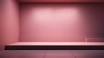 Empty geometrical Room in Dusty Rose Colors with beautiful Lighting. Futuristic Background for Product Presentation.