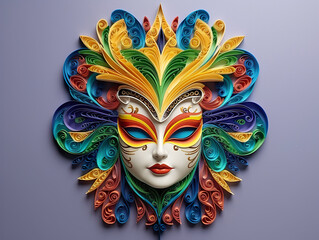 Wall Mural - A close up of a colorful mask on a wall. Generative AI.