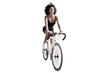 © muse studio - Cyclist young woman cycling walking fitness . Transparent background, png.