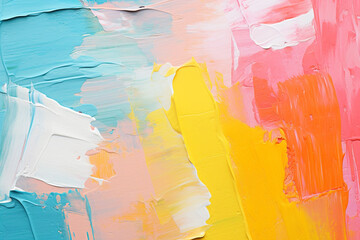 Wall Mural - Oil paint texture with brush and palette knife strokes. Multi colored wallpaper. Macro close up acrylic background. Modern art concept. Horizontal fragment. High quality photo