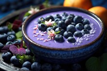 A Healthy Blueberry Super-food Smoothie Bowl Generative AI Illustration