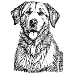 Poster - Anatolian Shepherd dog vector face drawing portrait, sketch vintage style transparent background