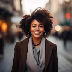 Wall Mural - Smiling elegant attractive black businesswoman looking at the camera